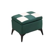 CQAHDSEVF Pouf contenitore, Poggiapiedi portaoggetti a cubo Sgabello con gradini Multicolor 40x30x34cm(Green-white)