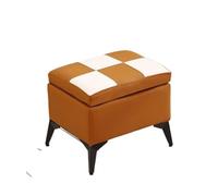 CQAHDSEVF Pouf contenitore, Poggiapiedi portaoggetti a cubo Sgabello con gradini Multicolor 40x30x34cm(Orange-white)