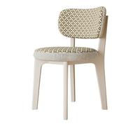 CQAHDSEVF Sedia da pranzo con schienale, Sedie da pranzo in legno senza braccioli, 2 pezzi, multicolore, con fodere for cuscini rimovibili(White+beige,1PCS)