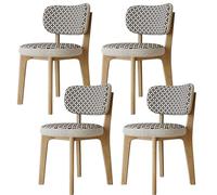 CQAHDSEVF Sedia da pranzo con schienale, Sedie da pranzo in legno senza braccioli, 2 pezzi, multicolore, con fodere for cuscini rimovibili(Natural+black,4PCS)