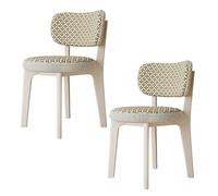 CQAHDSEVF Sedia da pranzo con schienale, Sedie da pranzo in legno senza braccioli, 2 pezzi, multicolore, con fodere for cuscini rimovibili(White+beige,2PCS)