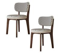 CQAHDSEVF Sedia da pranzo con schienale, Sedie da pranzo in legno senza braccioli, 2 pezzi, multicolore, con fodere for cuscini rimovibili(Brown+black,2PCS)