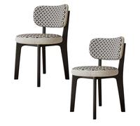 CQAHDSEVF Sedia da pranzo con schienale, Sedie da pranzo in legno senza braccioli, 2 pezzi, multicolore, con fodere for cuscini rimovibili(Black,2PCS)