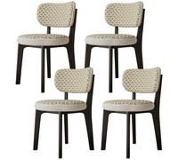 CQAHDSEVF Sedia da pranzo con schienale, Sedie da pranzo in legno senza braccioli, 2 pezzi, multicolore, con fodere for cuscini rimovibili(Black+beige,4PCS)