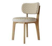 CQAHDSEVF Sedia da pranzo con schienale, Sedie da pranzo in legno senza braccioli, 2 pezzi, multicolore, con fodere for cuscini rimovibili(Natural+beige,1PCS)