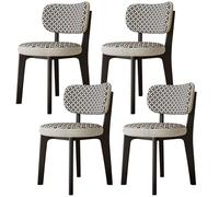 CQAHDSEVF Sedia da pranzo con schienale, Sedie da pranzo in legno senza braccioli, 2 pezzi, multicolore, con fodere for cuscini rimovibili(Black,4PCS)