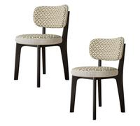 CQAHDSEVF Sedia da pranzo con schienale, Sedie da pranzo in legno senza braccioli, 2 pezzi, multicolore, con fodere for cuscini rimovibili(Black+beige,2PCS)