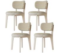 CQAHDSEVF Sedia da pranzo con schienale, Sedie da pranzo in legno senza braccioli, 2 pezzi, multicolore, con fodere for cuscini rimovibili(White+beige,4PCS)