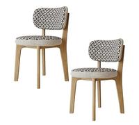 CQAHDSEVF Sedia da pranzo con schienale, Sedie da pranzo in legno senza braccioli, 2 pezzi, multicolore, con fodere for cuscini rimovibili(Natural+black,2PCS)