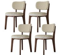 CQAHDSEVF Sedia da pranzo con schienale, Sedie da pranzo in legno senza braccioli, 2 pezzi, multicolore, con fodere for cuscini rimovibili(Brown+beige,4PCS)