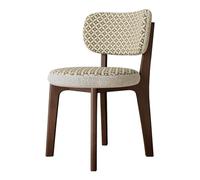 CQAHDSEVF Sedia da pranzo con schienale, Sedie da pranzo in legno senza braccioli, 2 pezzi, multicolore, con fodere for cuscini rimovibili(Brown+beige,1PCS)