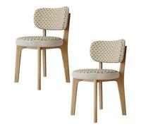 CQAHDSEVF Sedia da pranzo con schienale, Sedie da pranzo in legno senza braccioli, 2 pezzi, multicolore, con fodere for cuscini rimovibili(Natural+beige,2PCS)