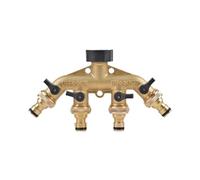 CQAHDSEVF Splitter per Rubinetto dell'Acqua, Divisore for Tubo da Giardino a 4 Vie in Ottone da 3/4 di Pollice, Oro(Gold B)