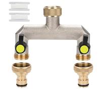 CQAHDSEVF Splitter per Rubinetto dell'Acqua, Divisore for Tubo da Giardino da 3/4 di Pollice bidirezionale in Metallo Argento