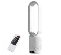 CQAHDSEVF Ventilatore a torre senza pale, Purificatore d'aria 2in1 senza lama TowerFan Multi 20 pollici 90° Osc Telecomando 8 velocità 120 minuti Timer LED Touch(White Silver)