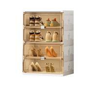 CQCCQ Contenitore for scarpe impilabile in plastica senza montaggio, mobiletto portascarpe indipendente con coperchio, salvaspazio for l'ingresso di casa(White,4 Tiers 4 grids)