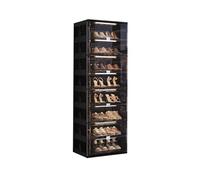 CQCCQ Contenitore for scarpe impilabile in plastica senza montaggio, mobiletto portascarpe indipendente con coperchio, salvaspazio for l'ingresso di casa(Black,8 Tiers 8 grids)