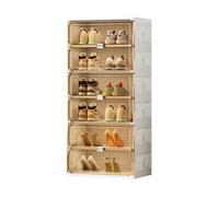 CQCCQ Contenitore for scarpe impilabile in plastica senza montaggio, mobiletto portascarpe indipendente con coperchio, salvaspazio for l'ingresso di casa(White,6 Tiers 6 grids)