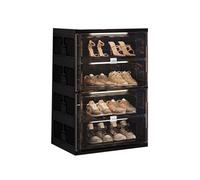 CQCCQ Contenitore for scarpe impilabile in plastica senza montaggio, mobiletto portascarpe indipendente con coperchio, salvaspazio for l'ingresso di casa(Black,4 Tiers 4 grids)