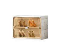 CQCCQ Contenitore for scarpe impilabile in plastica senza montaggio, mobiletto portascarpe indipendente con coperchio, salvaspazio for l'ingresso di casa(White,2 Tiers 2 grids)