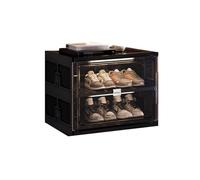 CQCCQ Contenitore for scarpe impilabile in plastica senza montaggio, mobiletto portascarpe indipendente con coperchio, salvaspazio for l'ingresso di casa(Black,2 Tiers 2 grids)