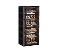 CQCCQ Contenitore for scarpe impilabile in plastica senza montaggio, mobiletto portascarpe indipendente con coperchio, salvaspazio for l'ingresso di casa(Black,6 Tiers 6 grids)