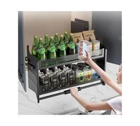 CQCCQ Mensola a muro a 2 livelli, organizer for armadietti estraibili, cestello a scomparsa, porta condimenti, salvaspazio for casa, bar e caffetteria(850mm)