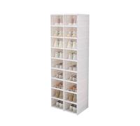 CQCCQ Mobiletto portaoggetti trasparente impilabile for scarpe, contenitore portascarpe pieghevole in plastica, con trasparente for ingresso, camera da letto(9 Tiers 18 grids)
