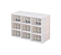 CQCCQ Mobiletto portaoggetti trasparente impilabile for scarpe, contenitore portascarpe pieghevole in plastica, con trasparente for ingresso, camera da letto(3 Tiers 9 grids)