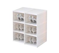 CQCCQ Mobiletto portaoggetti trasparente impilabile for scarpe, contenitore portascarpe pieghevole in plastica, con trasparente for ingresso, camera da letto(3 Tiers 6 grids)