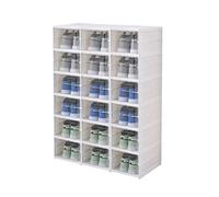 CQCCQ Mobiletto portaoggetti trasparente impilabile for scarpe, contenitore portascarpe pieghevole in plastica, con trasparente for ingresso, camera da letto(6 Tiers 18 grids)