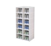 CQCCQ Mobiletto portaoggetti trasparente impilabile for scarpe, contenitore portascarpe pieghevole in plastica, con trasparente for ingresso, camera da letto(6 Tiers 12 grids)