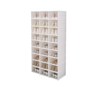 CQCCQ Mobiletto portaoggetti trasparente impilabile for scarpe, contenitore portascarpe pieghevole in plastica, con trasparente for ingresso, camera da letto(9 Tiers 27 grids)
