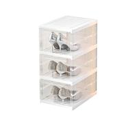 CQCCQ Mobiletto portascarpe trasparente impilabile, scarpiera indipendente con coperchio, salvaspazio for ingresso, camera da letto(3 Tiers 3 grids)