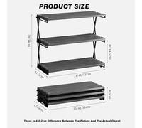 CQCCQ Nessuna installazione richiesta, scaffale portaoggetti pieghevole, scaffale portaoggetti da tavolo a 3 strati, scaffale integrato, for cucina, soggiorno, bagno(Black,31x17.5x33cm)