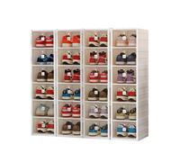 CQCCQ Organizzatore for scarpe pieghevole, mobiletto trasparente impilabile for riporre le scarpe, scaffale in plastica, salvaspazio for ingresso e camera da letto(6 Tiers 24 grids)