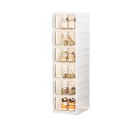 CQCCQ Organizzatore for scarpe pieghevole, mobiletto trasparente impilabile for riporre le scarpe, scaffale in plastica, salvaspazio for ingresso e camera da letto(6 Tiers 6 grids)