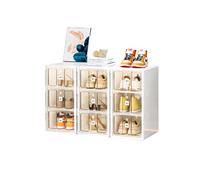 CQCCQ Organizzatore for scarpe pieghevole, mobiletto trasparente impilabile for riporre le scarpe, scaffale in plastica, salvaspazio for ingresso e camera da letto(3 Tiers 9 grids)