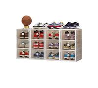 CQCCQ Organizzatore for scarpe pieghevole, mobiletto trasparente impilabile for riporre le scarpe, scaffale in plastica, salvaspazio for ingresso e camera da letto(3 Tiers 12 grids)
