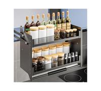 CQCCQ Robusto portaoggetti da parete a 2 livelli, porta spezie estraibile e sollevabile, cestello superiore e inferiore, salvaspazio for bar e caffetteria.(700mm)