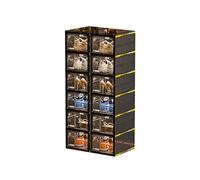 CQCCQ Scaffale espositivo for riporre le scarpe con coperchi, organizer portatile for scarpe, scatola trasparente, salvaspazio for ingresso e camera da letto(Black,6 Tiers 12 grids)