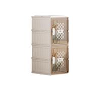 CQCCQ Scaffale portascarpe pieghevole, contenitore portascarpe impilabile in plastica senza montaggio, scaffale portatile, salvaspazio for l'ingresso(White,2 Tiers 2 grids)