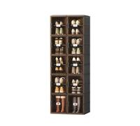 CQCCQ Scaffale portascarpe trasparente impilabile, organizer portaoggetti pieghevole in plastica, salvaspazio for ingresso e camera da letto(Black,9 Tiers (16+2Boots))