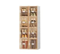 CQCCQ Scaffale portascarpe trasparente impilabile, organizer portaoggetti pieghevole in plastica, salvaspazio for ingresso e camera da letto(White,7 Tiers (12+2Boots))
