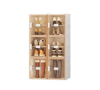 CQCCQ Scaffale portascarpe trasparente impilabile, organizer portaoggetti pieghevole in plastica, salvaspazio for ingresso e camera da letto(White,5 Tiers (8+2Boots))