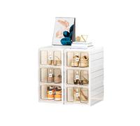 CQCCQ Scaffale portascarpe trasparente impilabile, organizer portatile, scatole for scarpe pieghevoli, salvaspazio for ingresso e camera da letto(3 Tiers 6 grids)