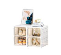 CQCCQ Scaffale portascarpe trasparente impilabile, organizer portatile, scatole for scarpe pieghevoli, salvaspazio for ingresso e camera da letto(2 Tiers 4 grids)