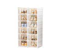 CQCCQ Scaffale portascarpe trasparente impilabile, organizer portatile, scatole for scarpe pieghevoli, salvaspazio for ingresso e camera da letto(6 Tiers 12 grids)