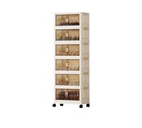 CQCCQ Scaffale portascarpe trasparente impilabile, scatole for scarpe pieghevoli con porta magnetica trasparente salvaspazio, ingresso camera da letto(Transparent gray,6 Tiers 6 grids)