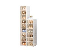 CQCCQ Scarpiera pieghevole, contenitore for scarpe impilabile senza montaggio con ante, contenitore in plastica indipendente for ingresso(2 rows (6+9 grids))